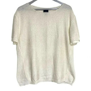 Persona‎ by Marina Rinaldi M white sweater open knit short sleeve lightweight
